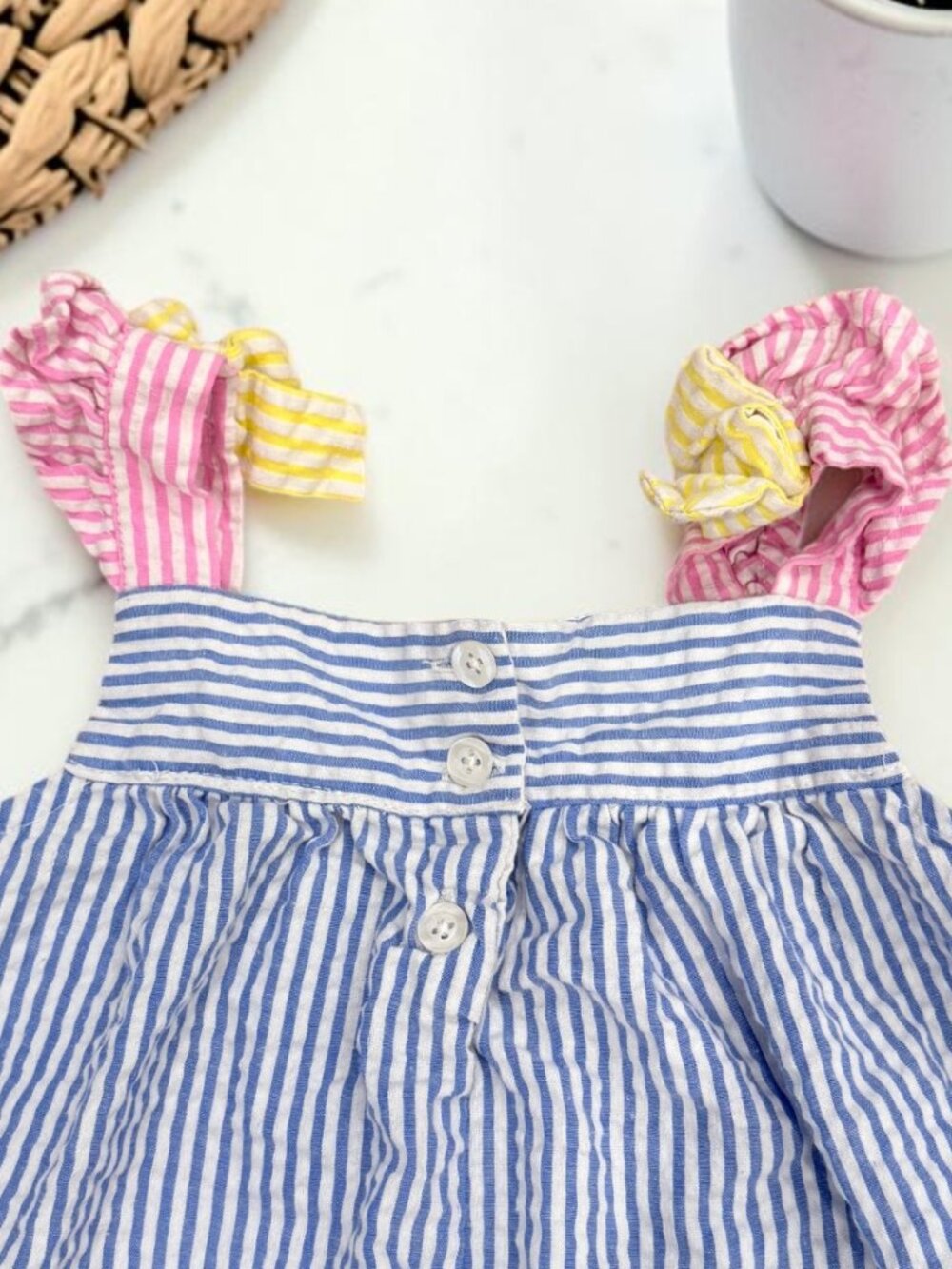 Blueberi Boulevard Girls Size 4T Seersucker Applique Sundress - Picture 6 of 10